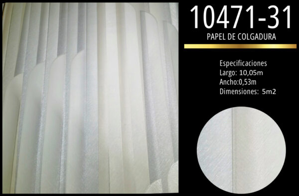 Rayas verticales que aportan altura y elegancia,Tonos claros que amplían visualmente el espacio,- Ideal para ambientes clásicos y modernos,- Textura sutil que realza sin sobrecargar