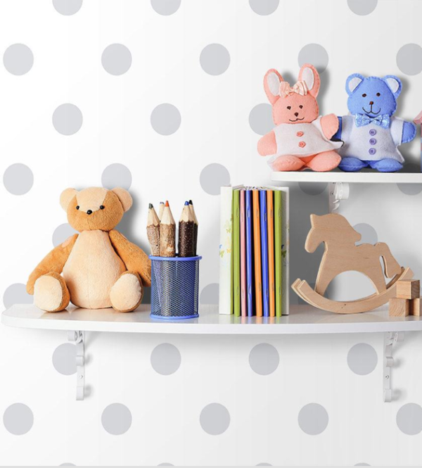 papel de colgadura infantil círculos gris y blanco – diseño suave para bebés | ref. 585 3