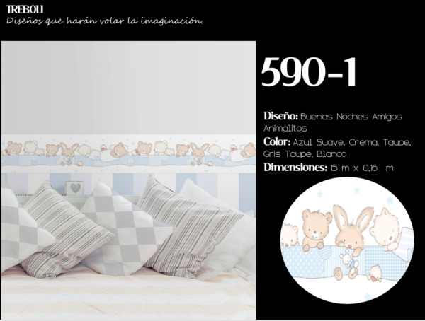 papel cenefa infantil “buenas noches amigos animalitos” – dulces sueños para bebés | ref. 590 1