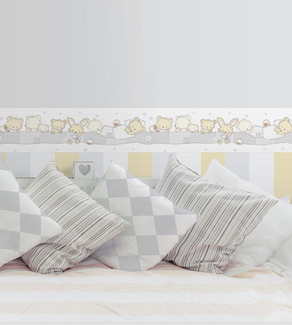 cenefa infantil “buenas noches amigos animalitos” beige – dulzura y calma para bebés | ref. 590 3
