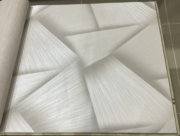 papel de colgadura geométrico plata champagne moderno | diseño 3d elegante | ref 10401 37