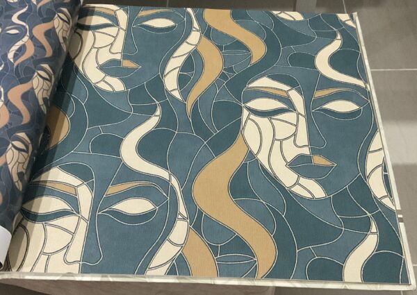 papel de colgadura diseño artístico rostros abstractos premium | elegancia y estilo vanguardista | ref 10458 19