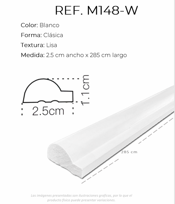 moldura decorativa clásica blanca m148 w | acabado elegante para paredes | 2.5 cm x 285 cm moldura decorativa clásica blanca m148 w | acabado elegante para paredes | 2.5 cm x 285 cm