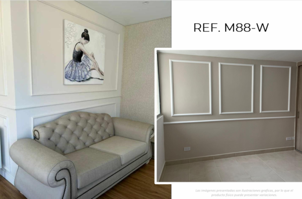 moldura decorativa clásica blanca m88 w | perfil elegante para paredes | 3.5 cm x 285 cm